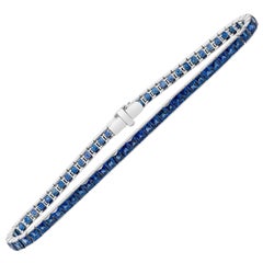 Roman Malakov, 9.12 Carat French Cut Blue Sapphire Tennis Bracelet