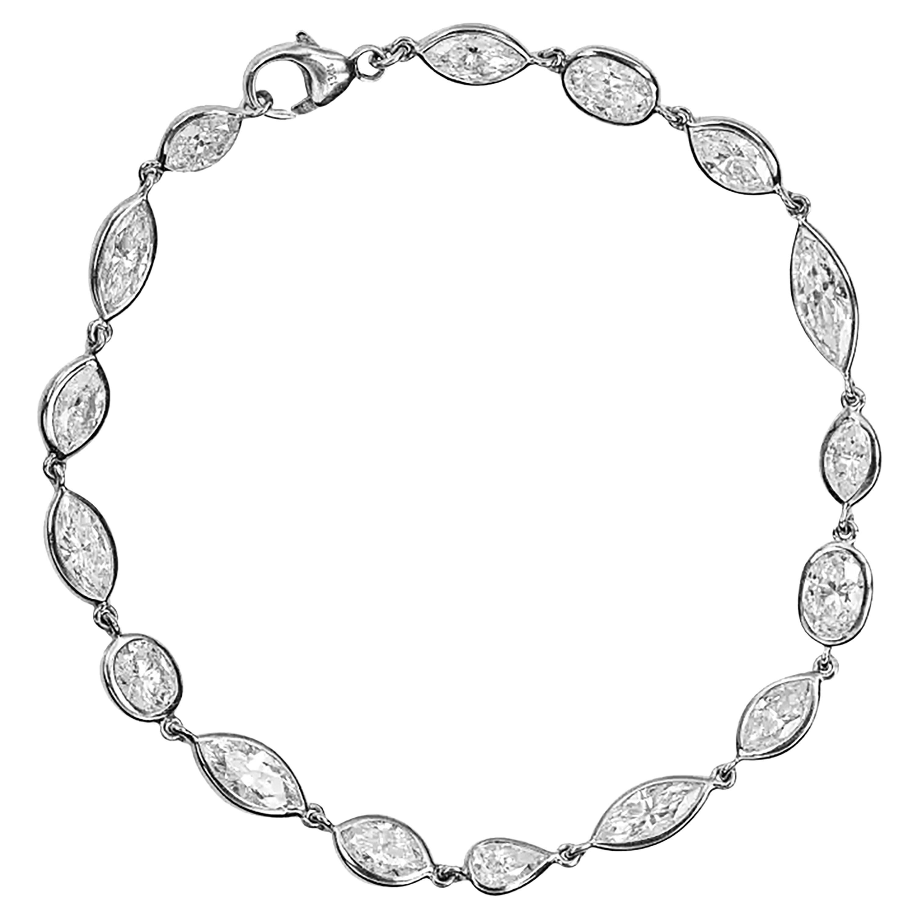 Roman Malakov 9.13 Carats Total Mixed Cut Diamond By the Yard Tennis Bracelet For Sale