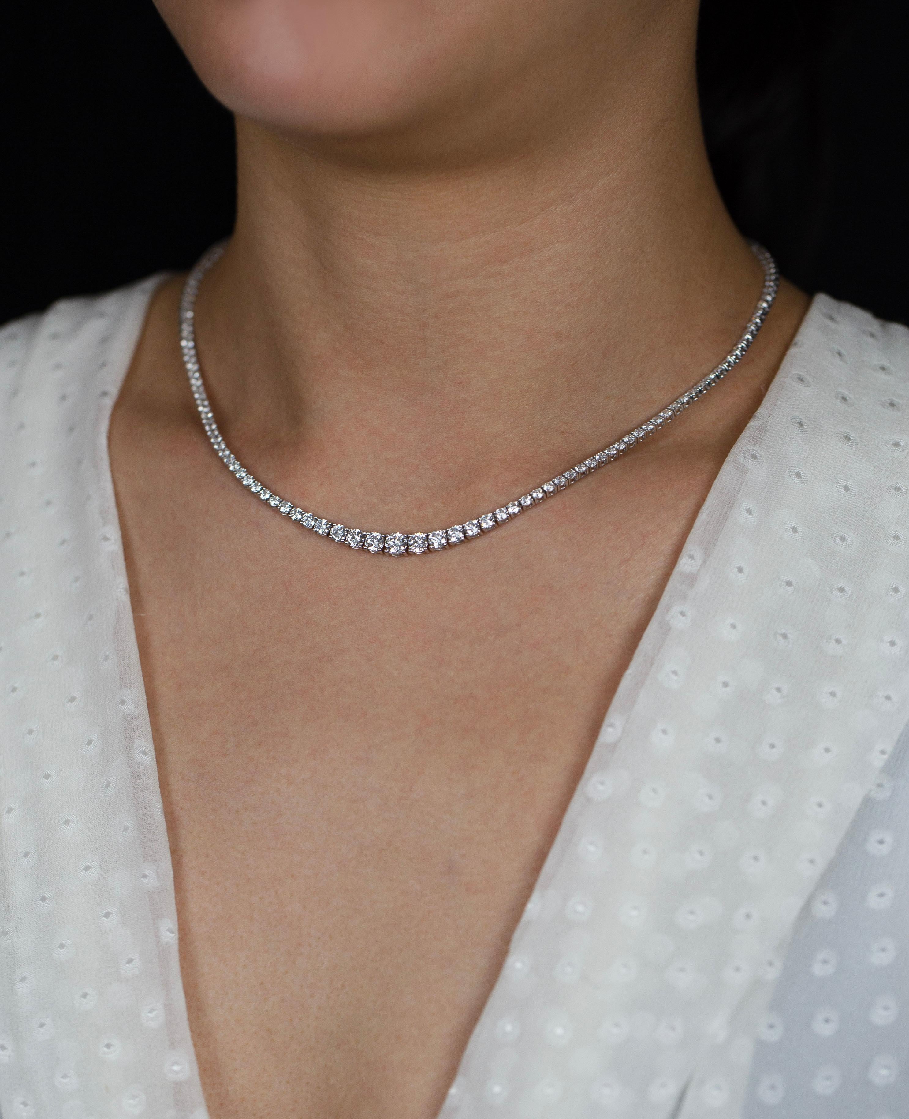 Round Cut Roman Malakov 9.25 Carats Total Brilliant Round Diamonds Riviera Tennis Necklace