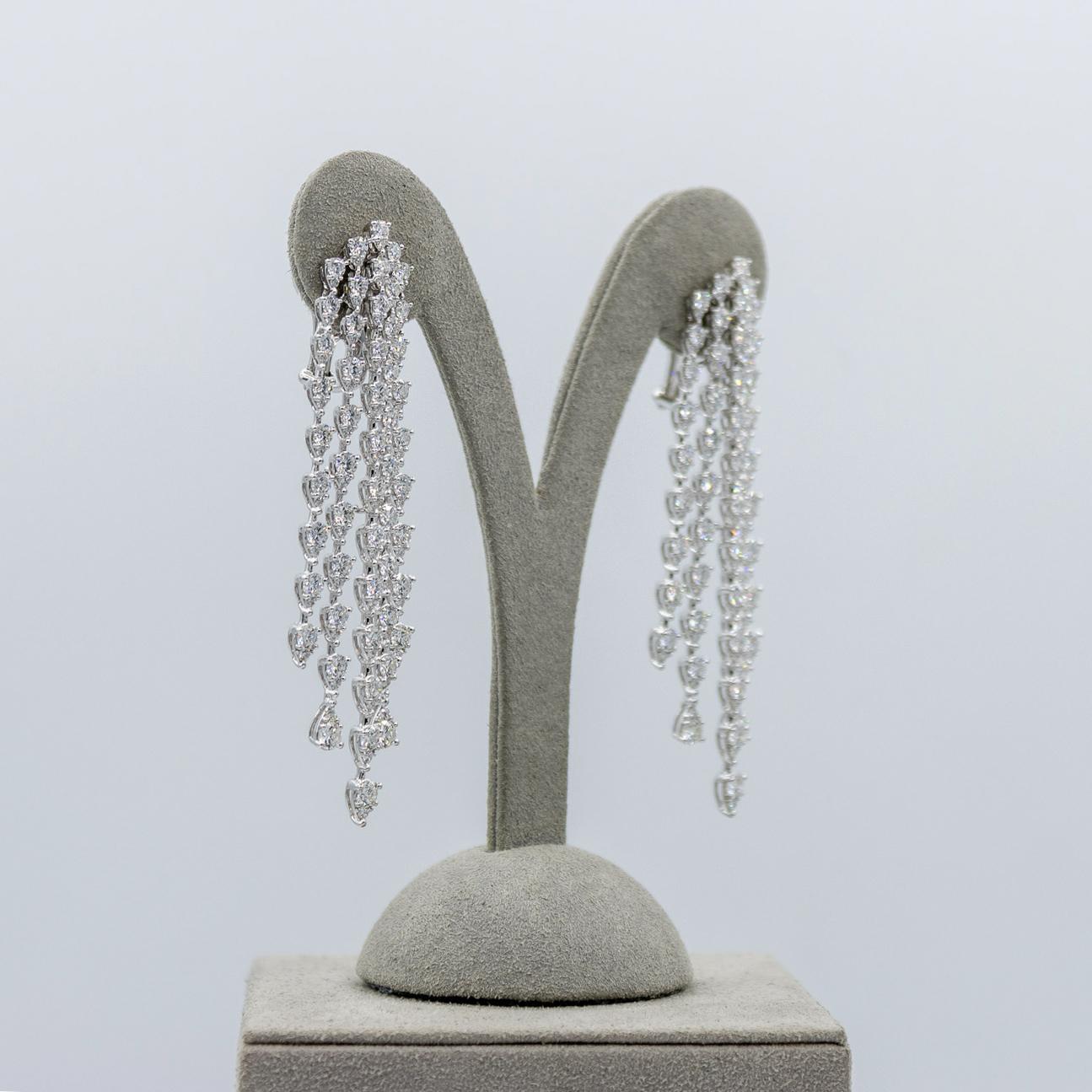 Roman Malakov 9.35 Carats Round Diamond Five-Row Illusion Chandelier Earrings  For Sale 1