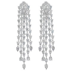 Roman Malakov Boucles d'oreilles chandelier à cinq rangées de diamants ronds 9,35 carats 
