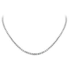 Roman Malakov 9.41 Carat Total Round Diamond Tennis Necklace in White Gold