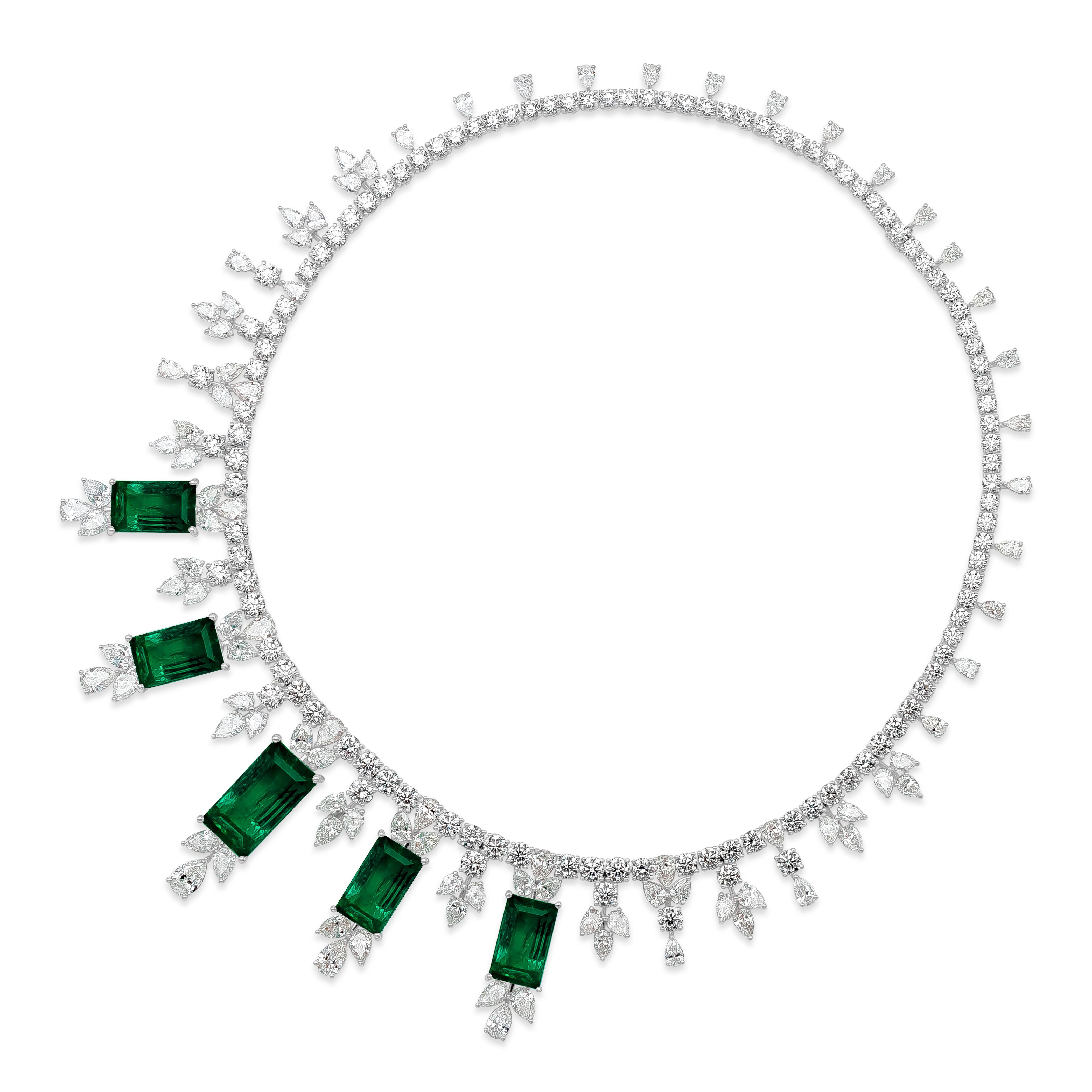 Roman Malakov 95,76 Karat kolumbianischer Smaragd & Diamant-Halskette im Angebot 1