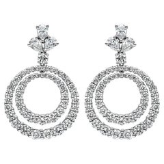 Used Roman Malakov 9.95 Carats Total Round & Pear Shape Diamond Dangle Earrings