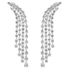 Roman Malakov Diamonds Boucles d'oreilles diamant 9.98 Carat Total en forme de poire Waterfall Chandelier