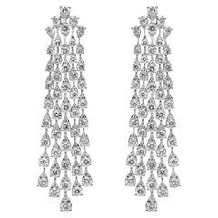 Roman Malakov, 9.98 Total Carat Round Pear Illusion Waterfall Diamond Earrings