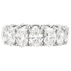 GIA Certified 10.25 Carats Total Oval Cut Diamond Eternity Wedding Band Ring
