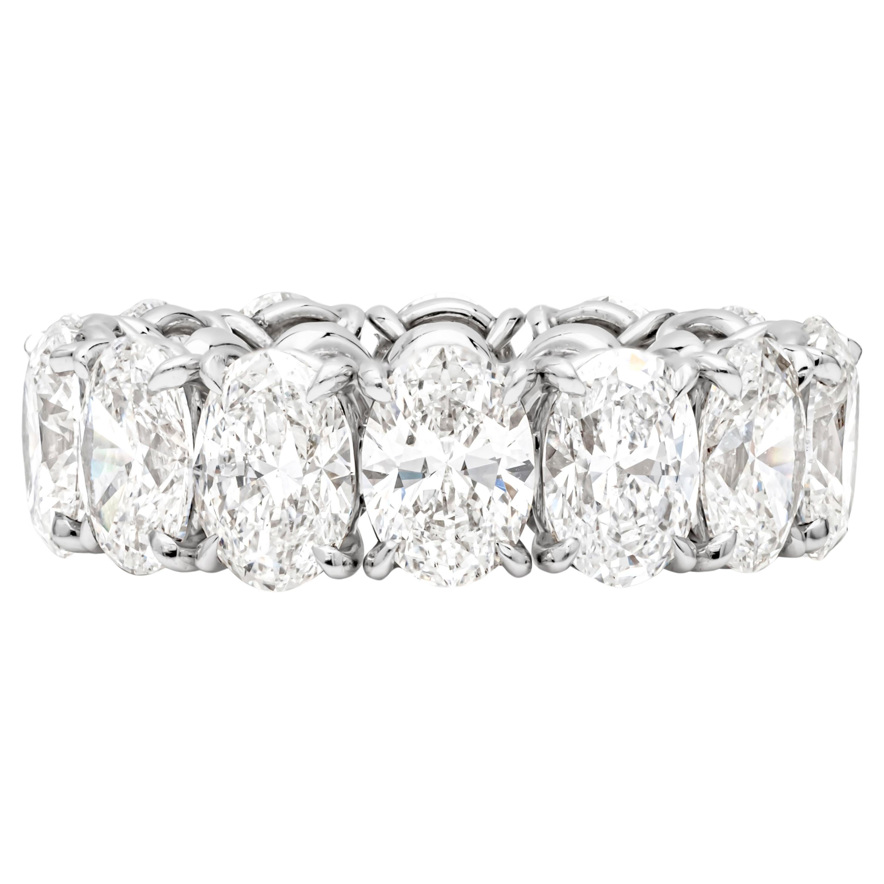  GIA Certified 10.25 Carats Total Oval Cut Diamond Eternity Wedding Band For Sale