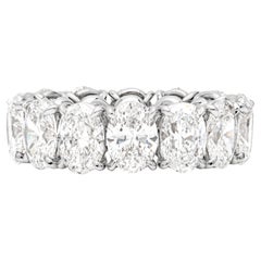  GIA Certified 10.25 Carats Total Oval Cut Diamond Eternity Wedding Band