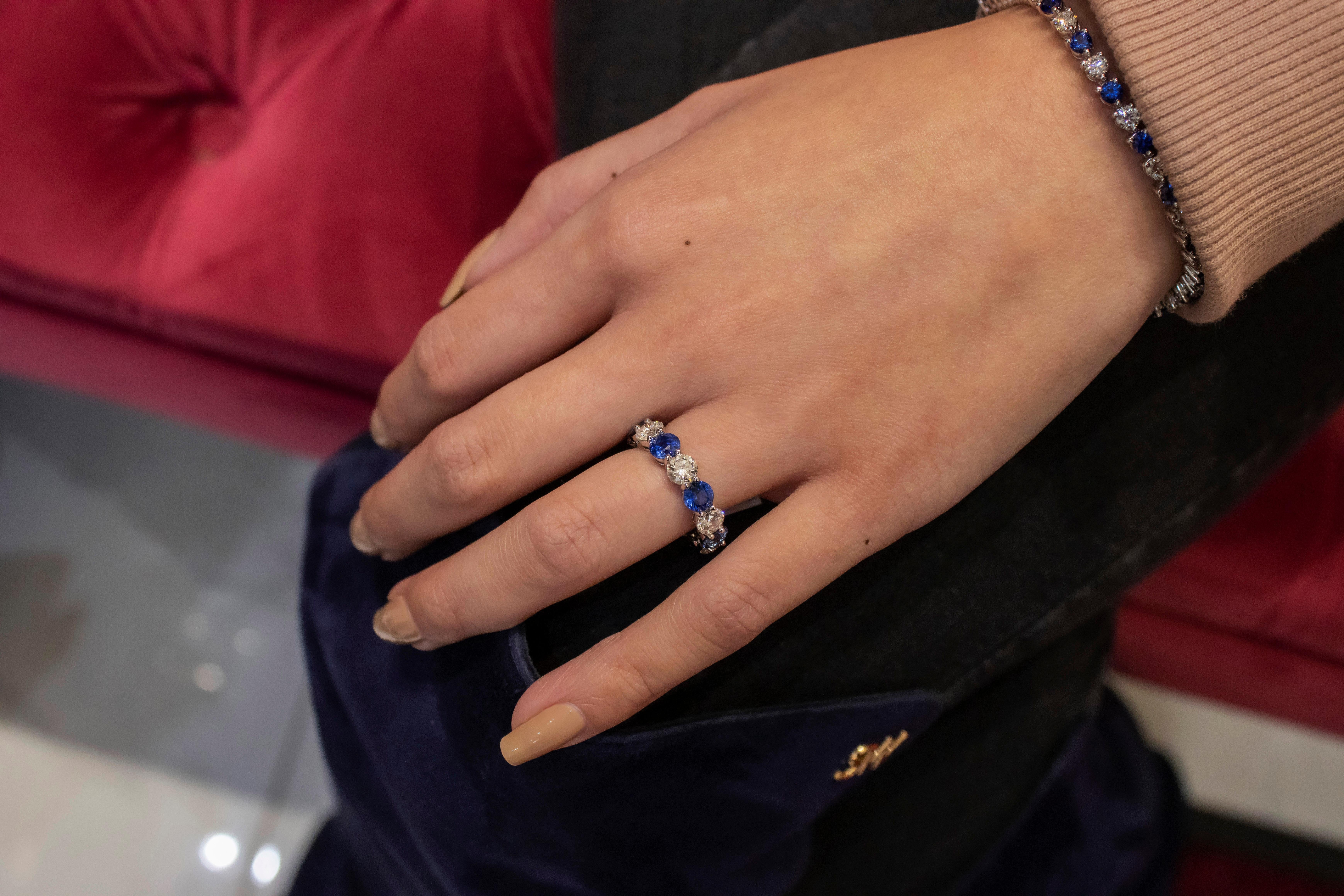 sapphire and diamond anniversary ring