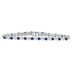 Roman Malakov 7.54 Carats Alternating Blue Sapphire and Diamond Tennis Bracelet