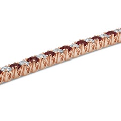 Roman Malakov 8.31 Carat Total Alternating Round Ruby & Diamond Tennis Bracelet