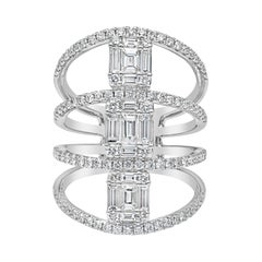 Roman Malakov 2.02 Carat Total Baguette & Round Diamond Four-Row Fashion Ring