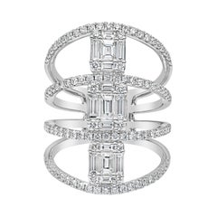 Roman Malakov 2,02 Karat Gesamt Baguette & runde Diamanten Multi-Row Mode-Ring