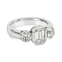 Roman Malakov 1.10 Carats Emerald Cut Diamond Three-Stone Engagement Ring