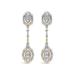 Roman Malakov, Blue and Pink Sapphire, Diamond Dangle Drop Earrings