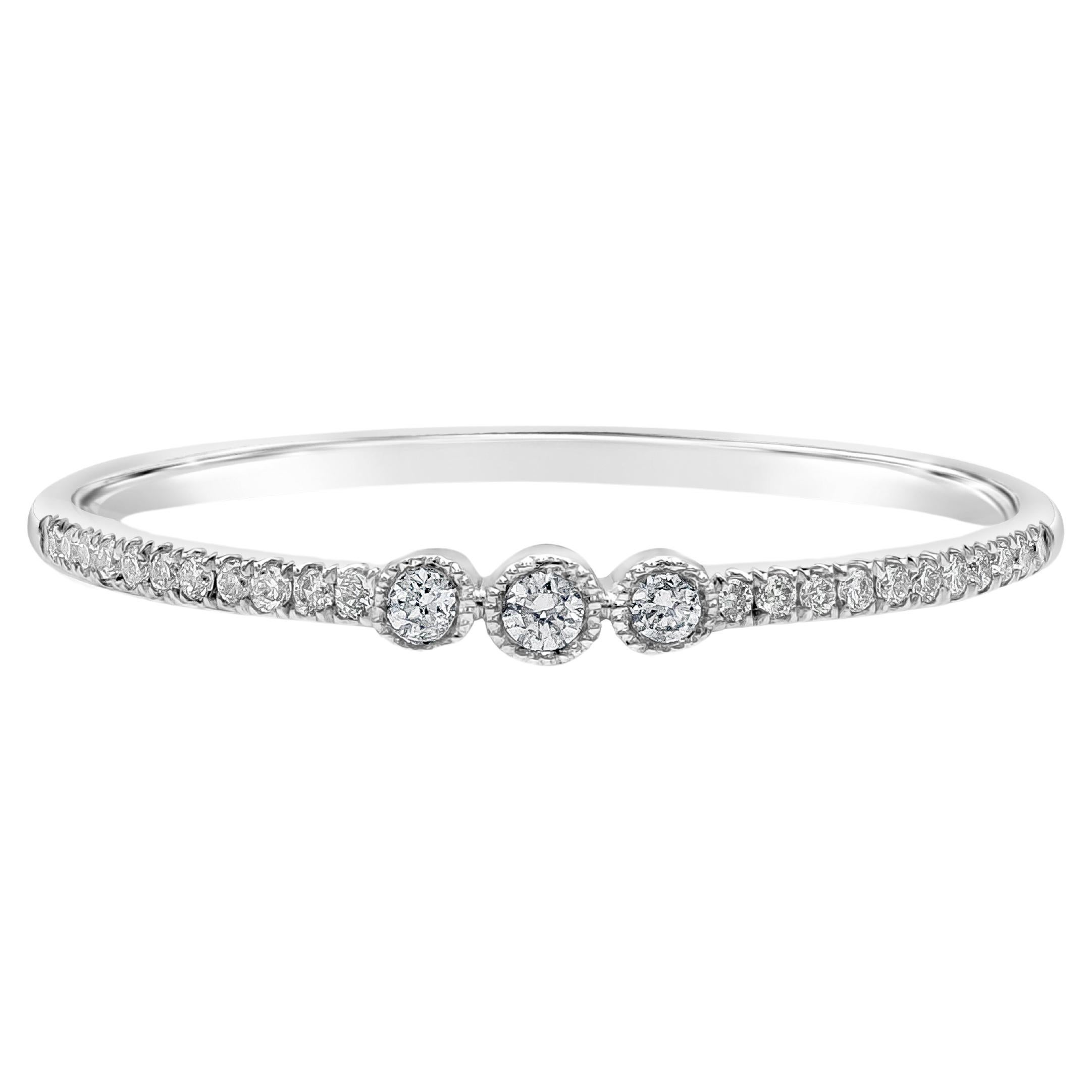 Roman Malakov 0.09 Carats Total Round Diamond Half Eternity Wedding Band Ring For Sale