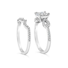 Roman Malakov 0.68 Carat Diamond Cluster Engagement Ring & Wedding Band Set