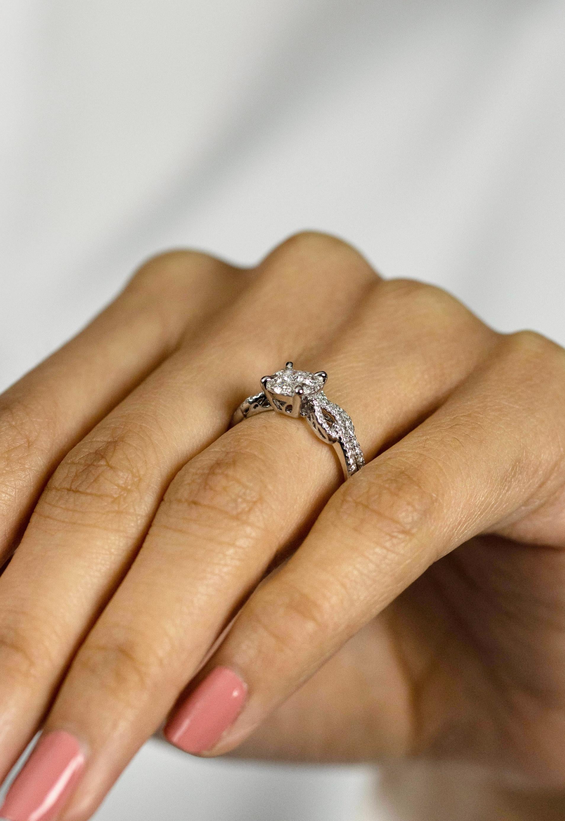 halo engagement ring with wedding band