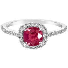cushion cut ruby rings Roman Malakov, Cushion Cut Ruby and Diamond Halo Engagement Ring