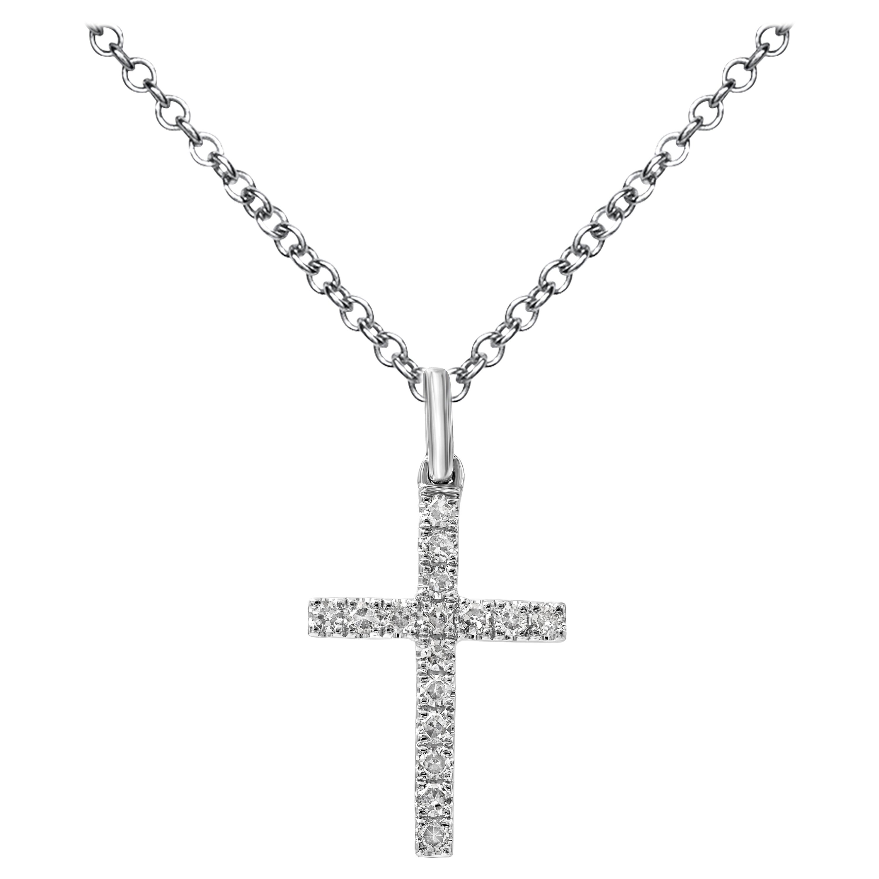 Roman Malakov Diamond Cross Pendant Necklace in Platinum