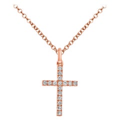 Roman Malakov, collier pendentif croix en or rose et diamants