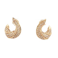 Roman Malakov Diamond Twisted Earrings 18K Yellow Gold