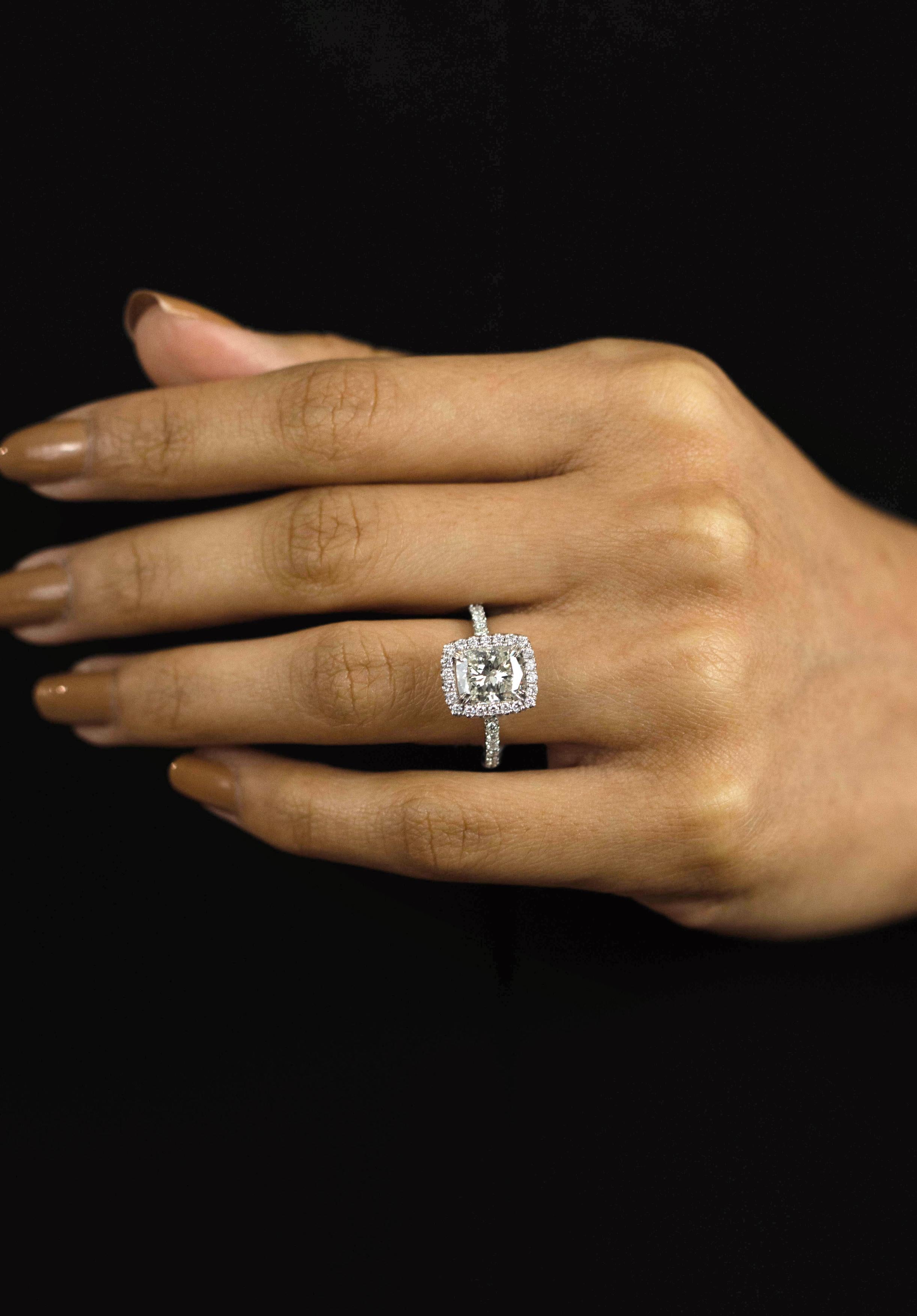 elongated cushion cut diamond engagement rings