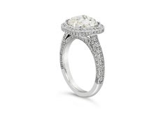 GIA Certified 3.02 Carats Cushion Cut Diamond Halo Antique Style Engagement Ring