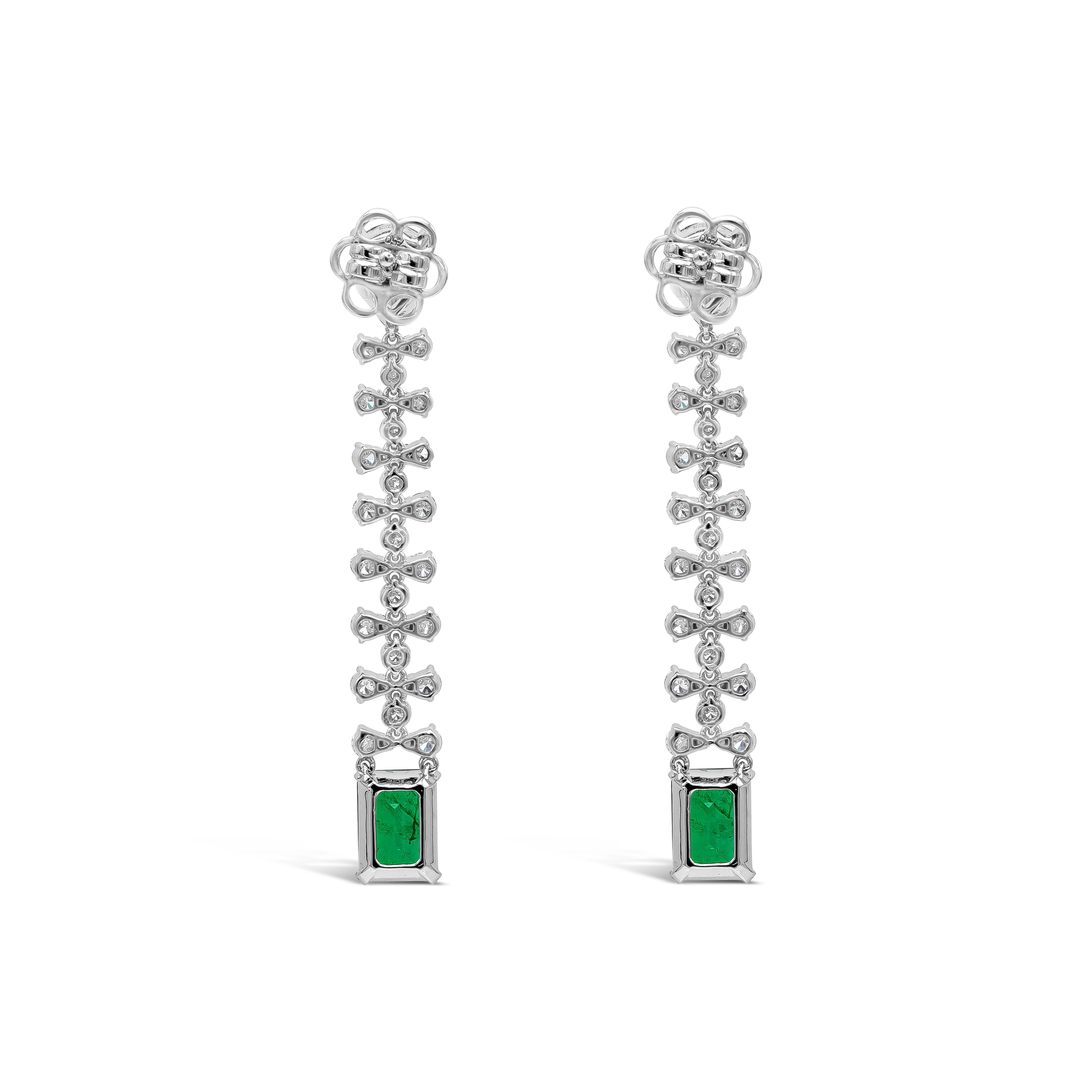 Contemporary Roman Malakov, Emerald and Diamond Dangle Earrings