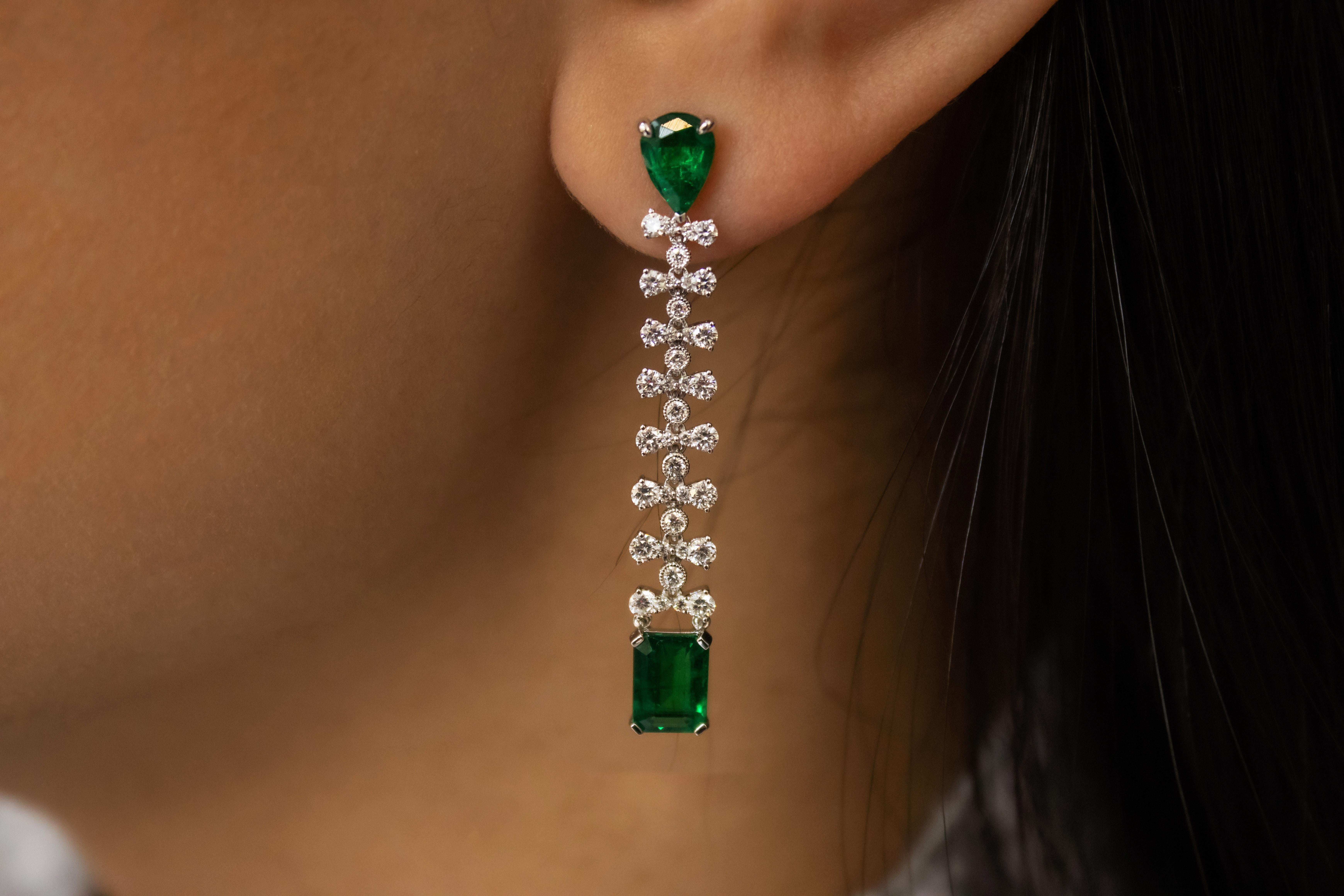 Women's Roman Malakov, Emerald and Diamond Dangle Earrings