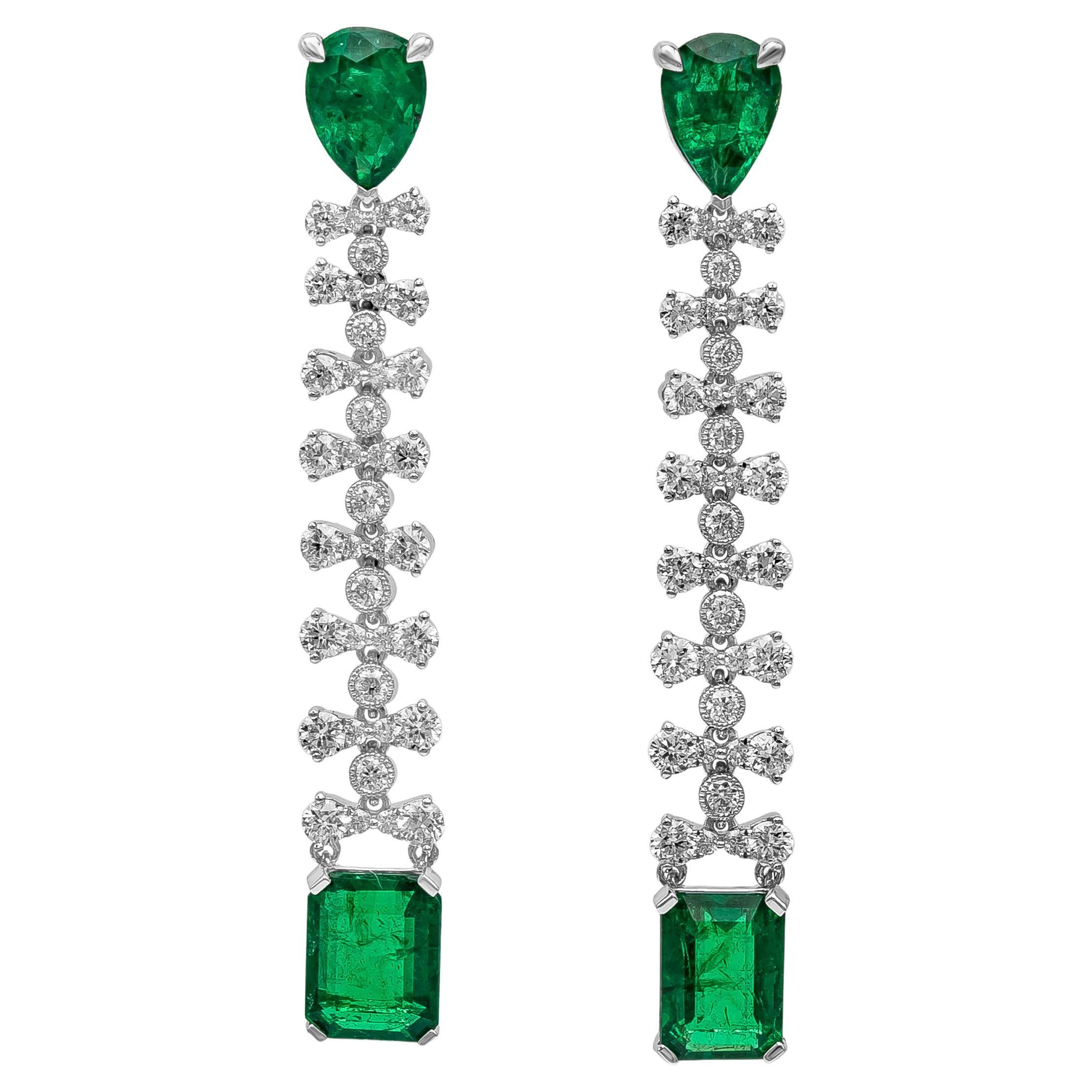 Roman Malakov, Emerald and Diamond Dangle Earrings