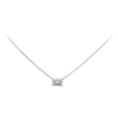 GIA Certified 1.50 Carat Emerald Cut Diamond Solitaire Pendant Necklace 