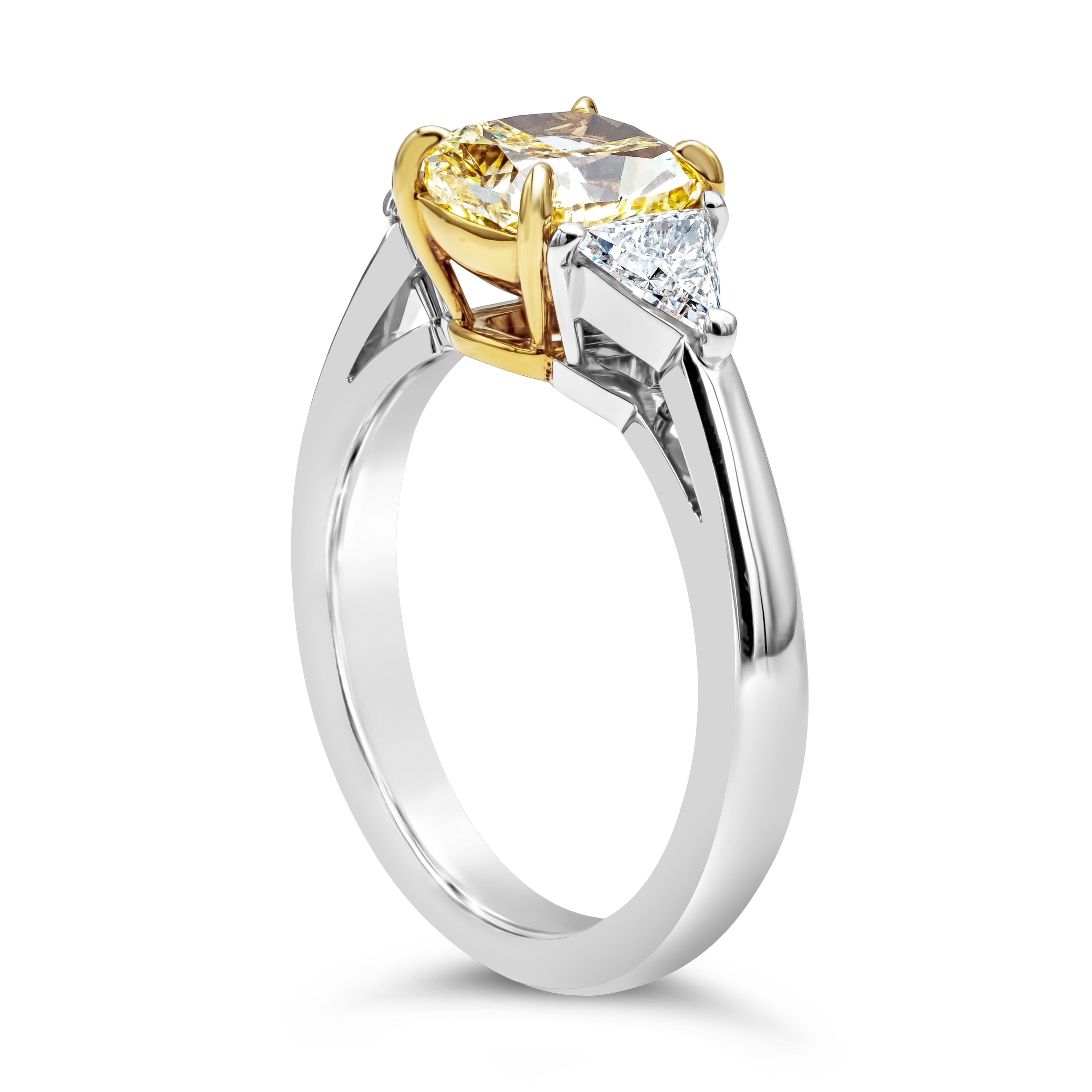 yellow cushion diamond engagement ring