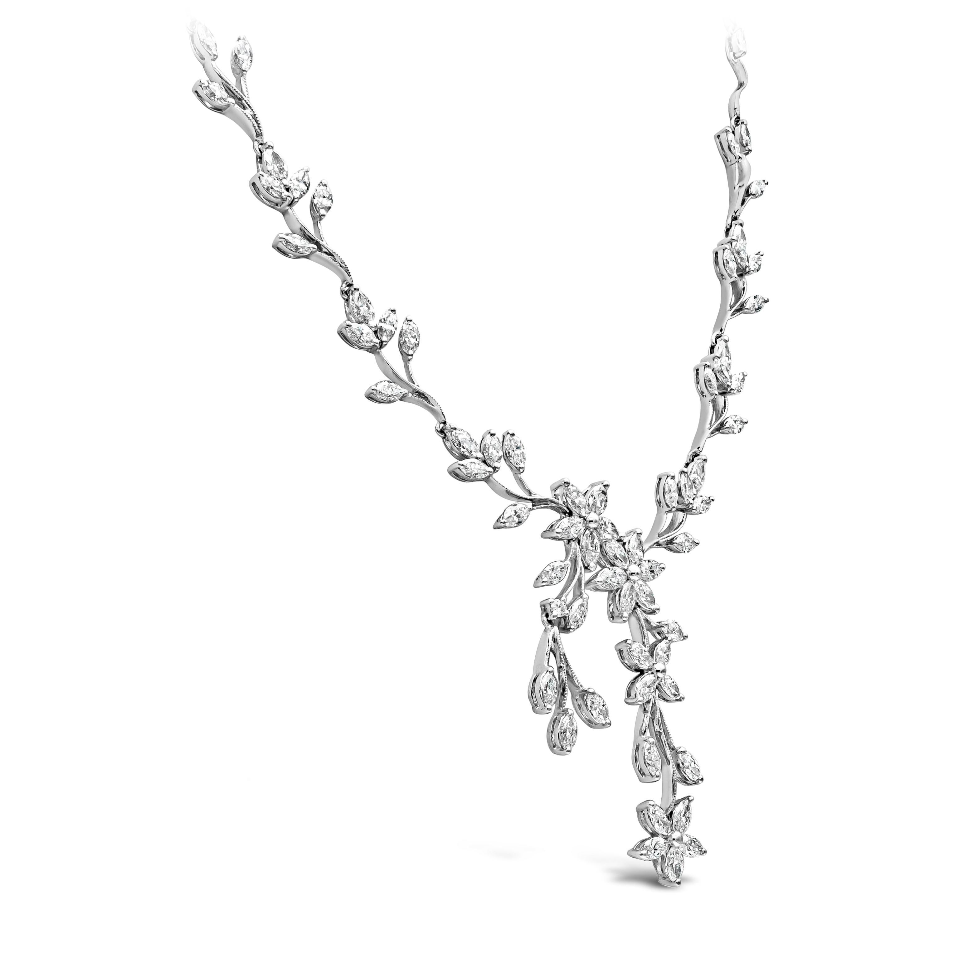 Roman Malakov Tropfen-Halskette mit Blumenmotiv 7,03 Karat Diamant im Marquise-Schliff (Marquiseschliff) im Angebot