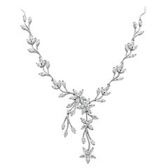 Roman Malakov Tropfen-Halskette mit Blumenmotiv 7,03 Karat Diamant im Marquise-Schliff