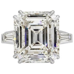 GIA Certified 12.55 Carat Emerald Cut Diamond Three-Stone Engagement Ring
