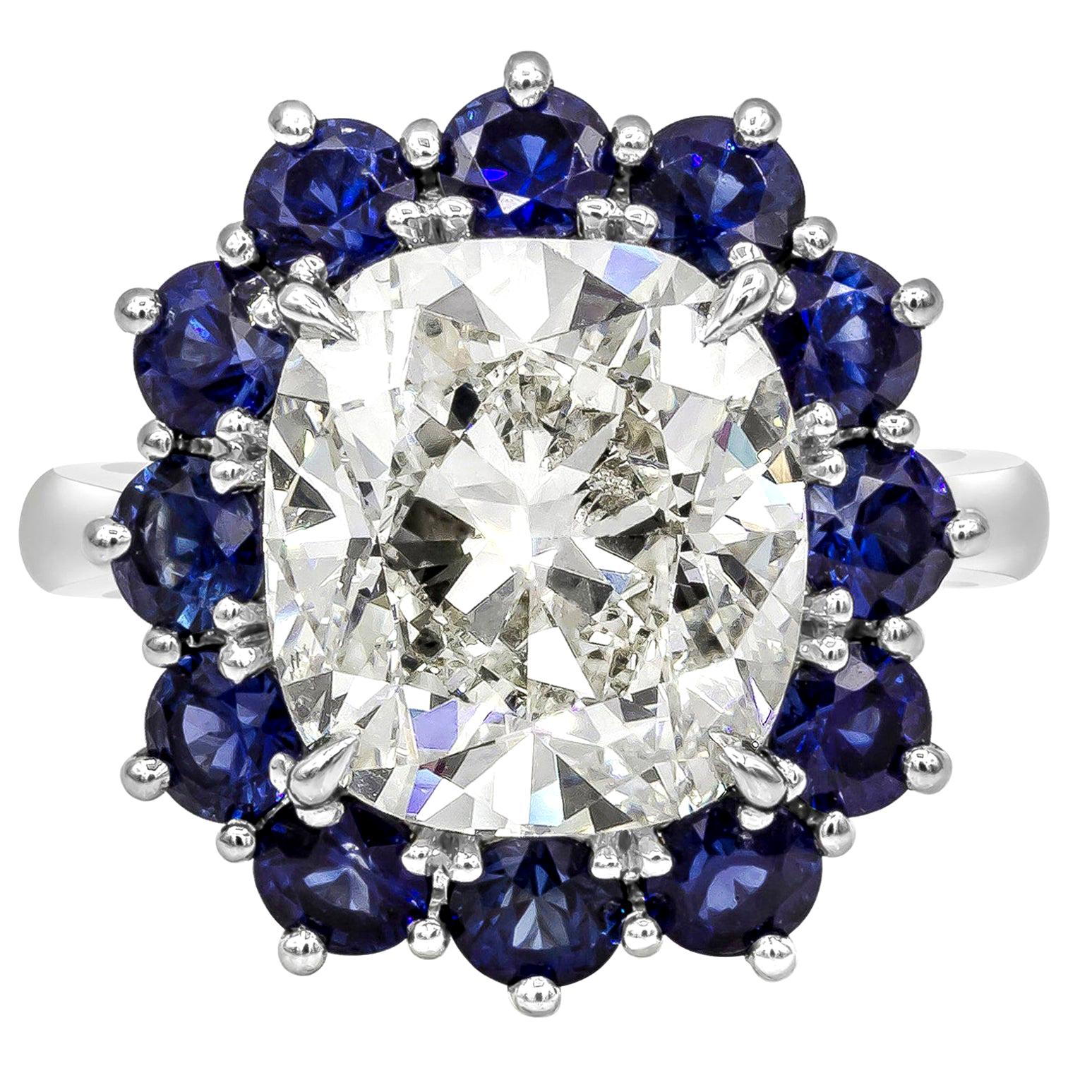 Roman Malakov GIA Certified 7.04 Carat Cushion Cut Diamond Halo Engagement Ring For Sale