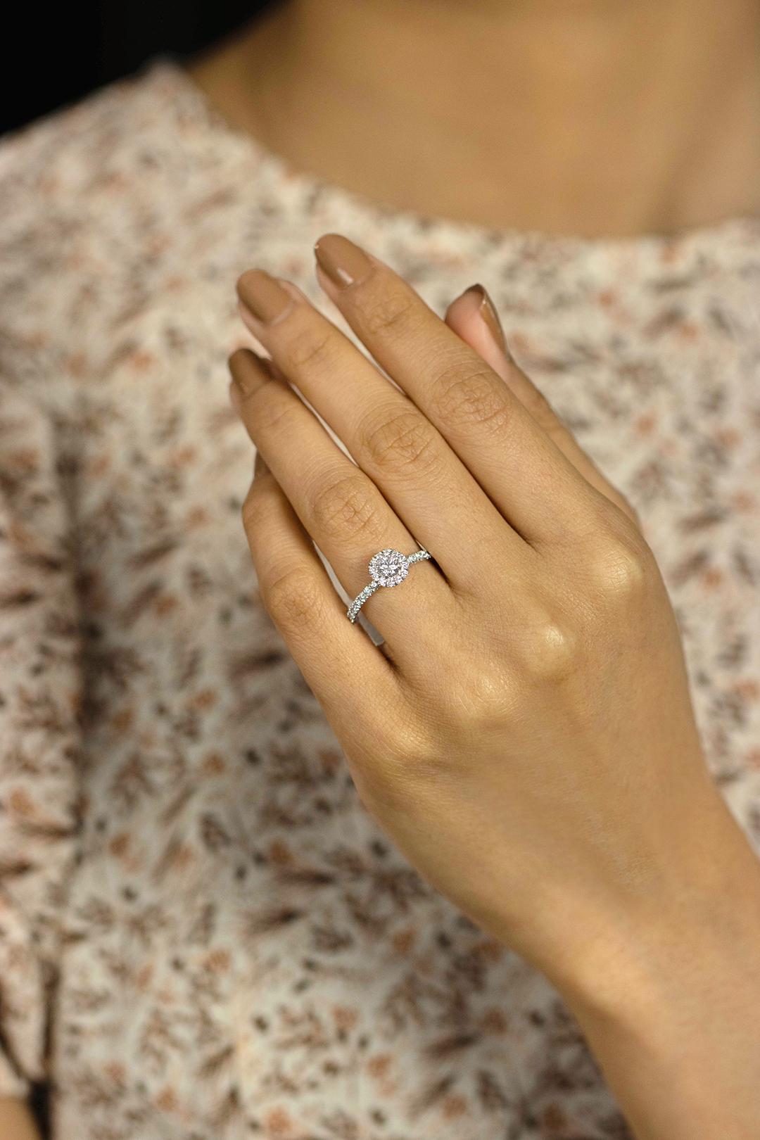 Roman Malakov GIA Certified 0.21 Carat Round Halo Diamond Engagement Ring For Sale 1