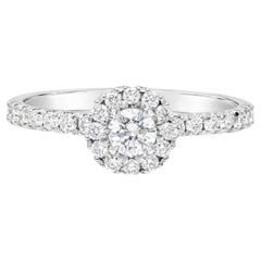 Roman Malakov GIA Certified 0.21 Carat Round Halo Diamond Engagement Ring