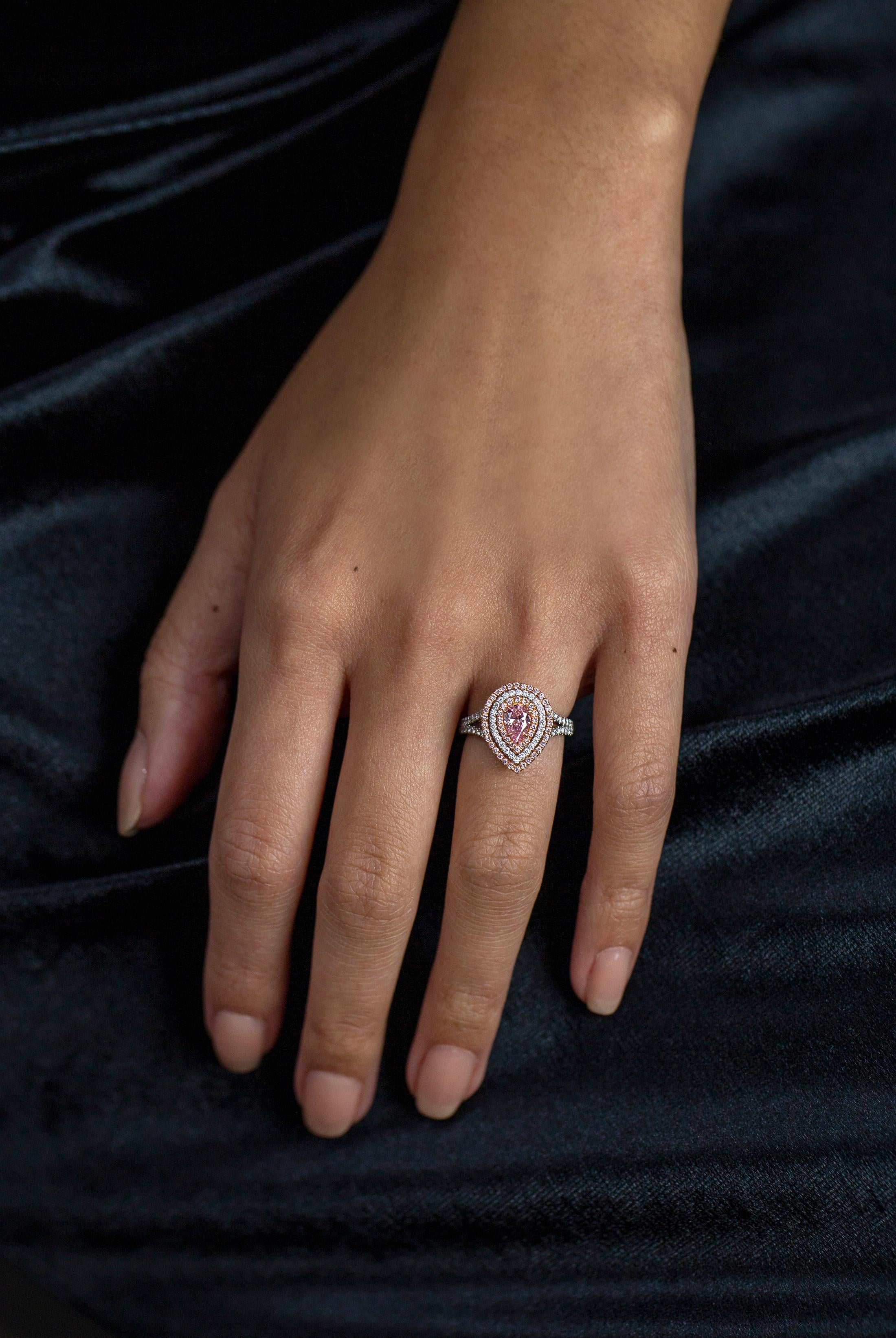 pink diamond pear shaped ring