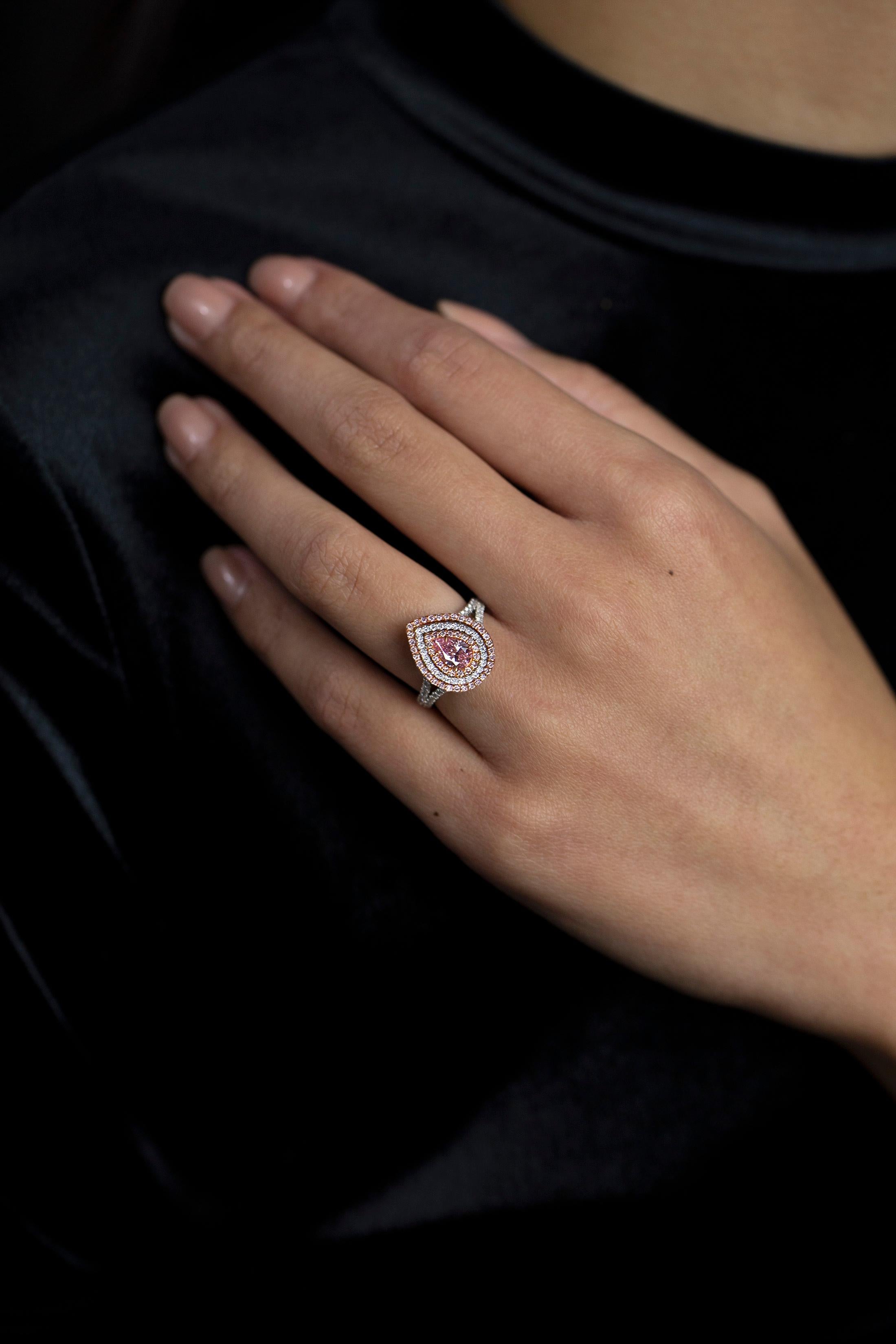 pink pear diamond ring