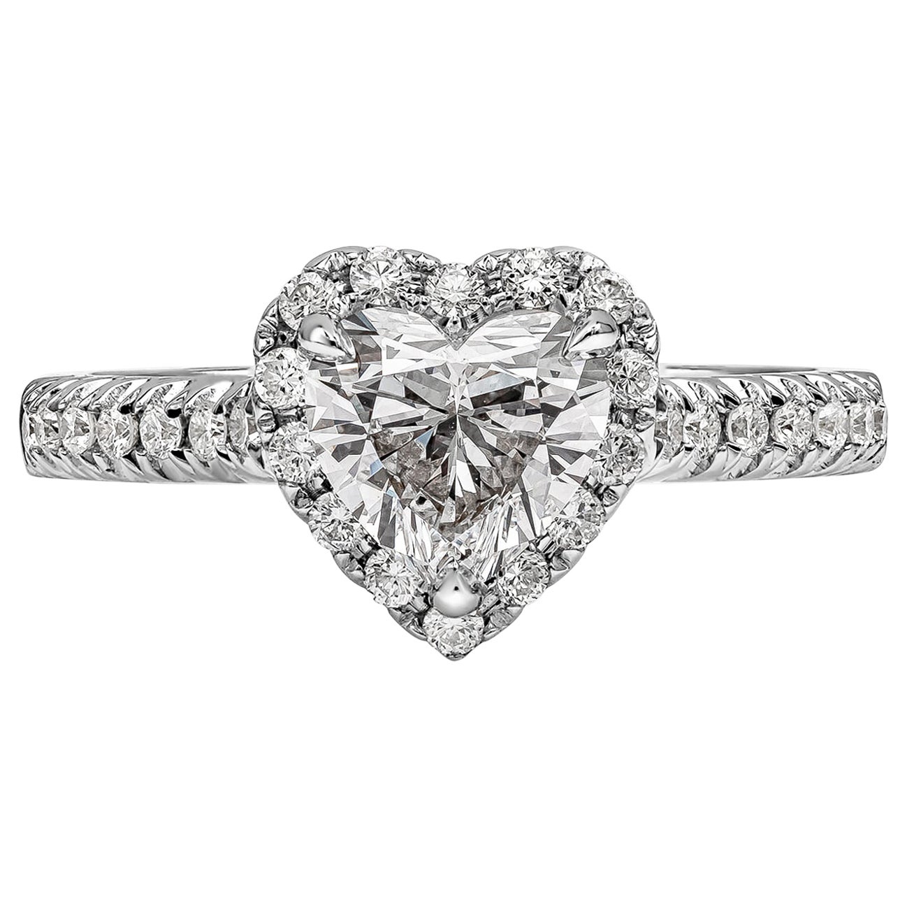 Roman Malakov Diamonds certificato GIA 1,07 carati Anello di fidanzamento a forma di cuore con diamante aureolato