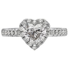 Roman Malakov Diamonds certificato GIA 1,07 carati Anello di fidanzamento a forma di cuore con diamante aureolato