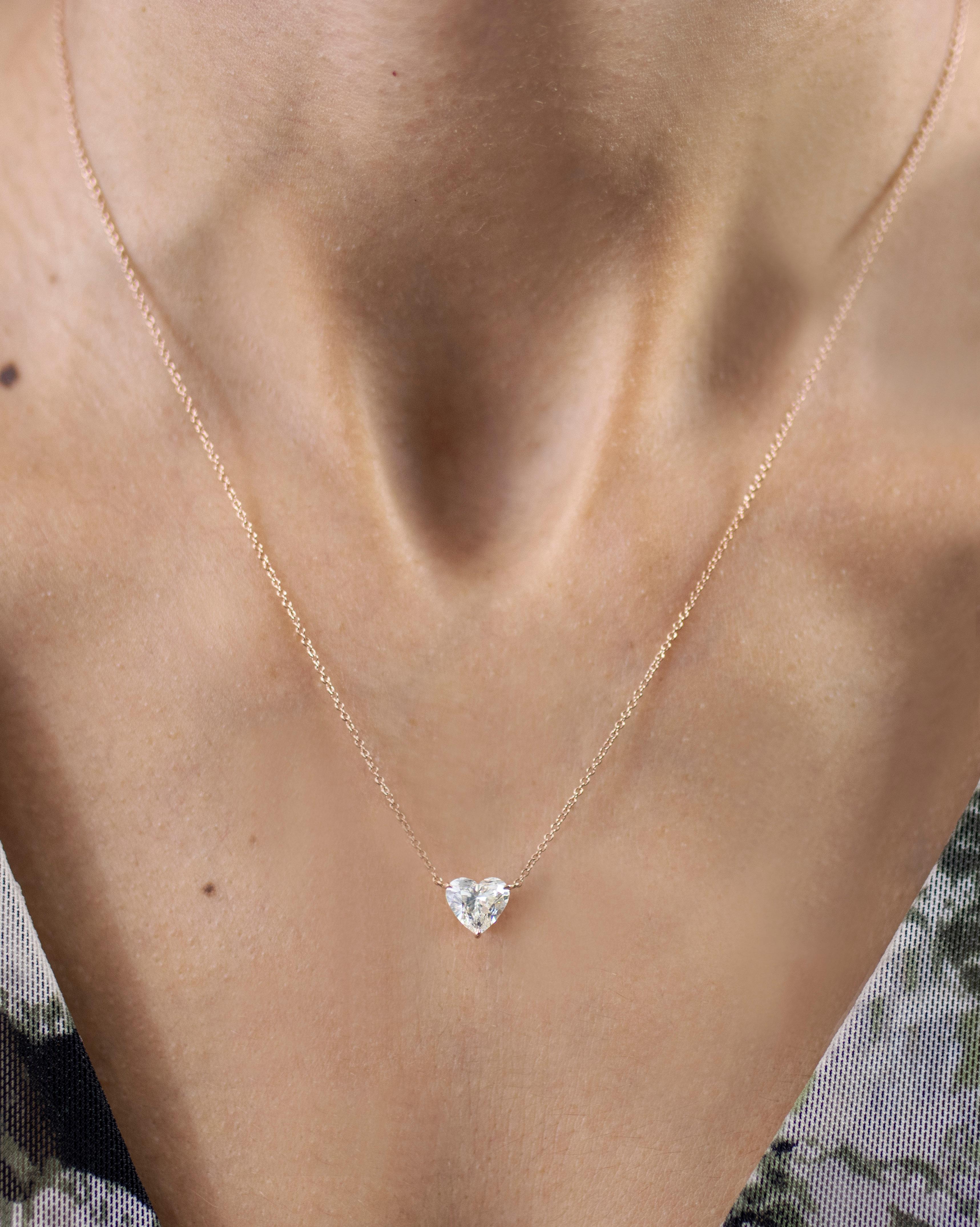 Roman Malakov GIA Certified 1.53 Carat Heart Shape Diamond Pendant Necklace In New Condition For Sale In New York, NY
