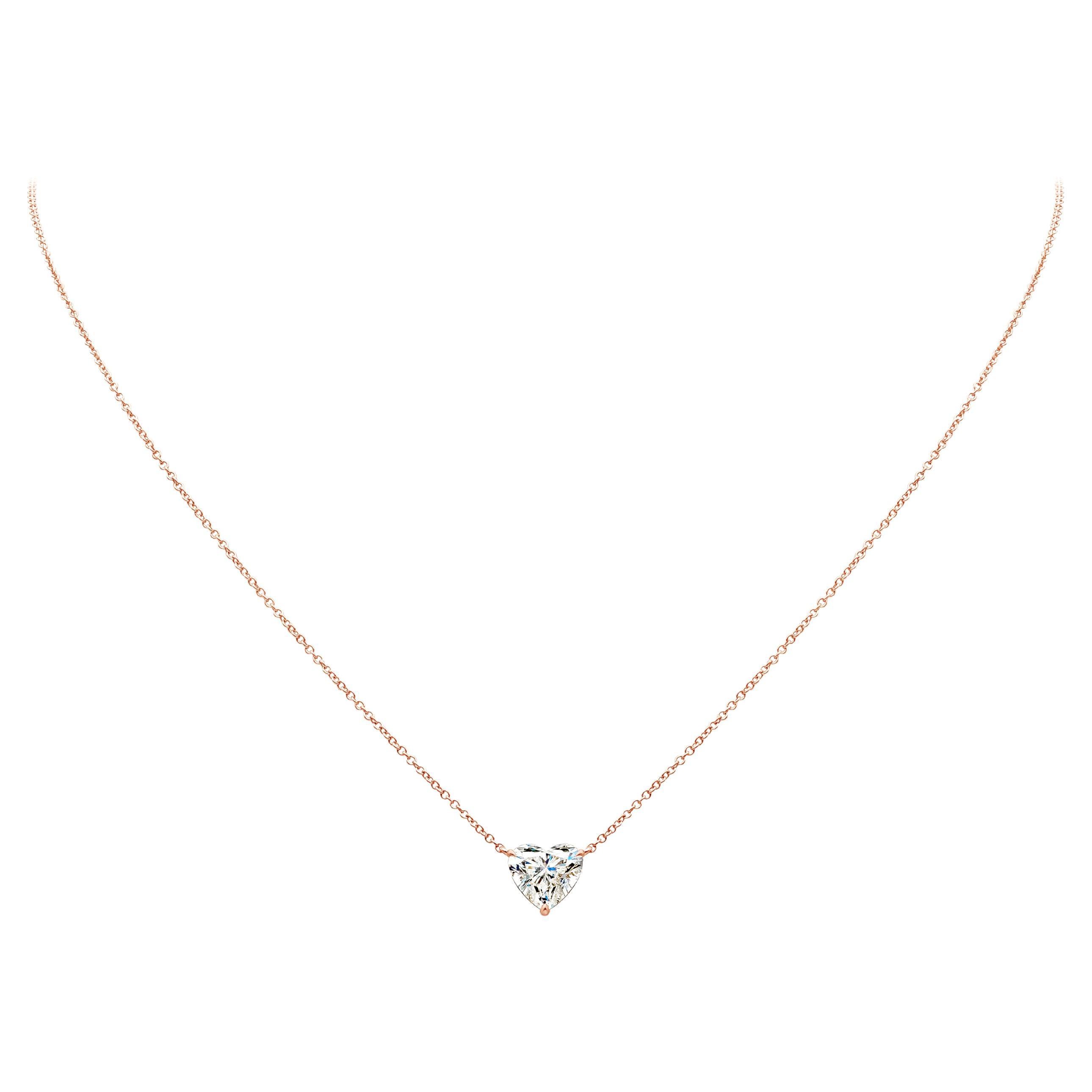 Roman Malakov GIA Certified 1.53 Carat Heart Shape Diamond Pendant Necklace