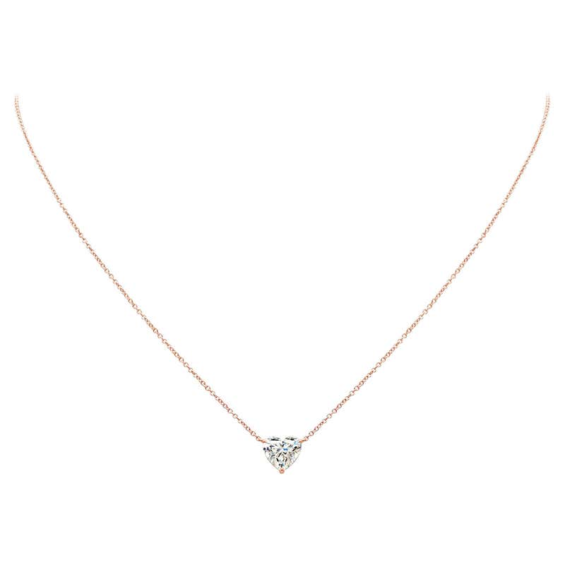 GIA Certified 4.42 Carat Heart Shape Diamond 18 Carats Gold Necklace ...