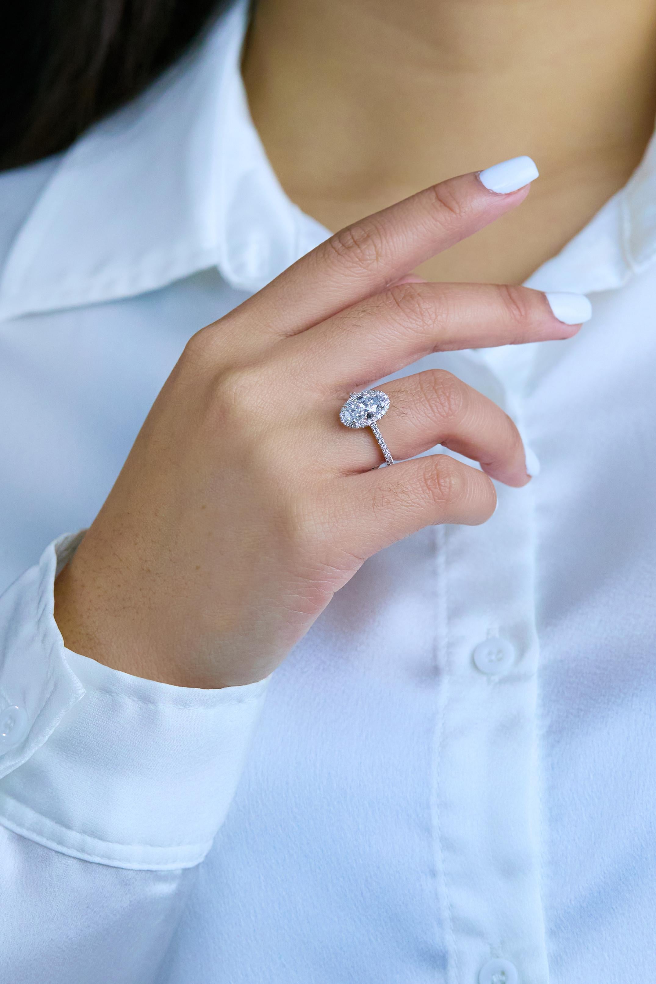 elongated oval diamond ring