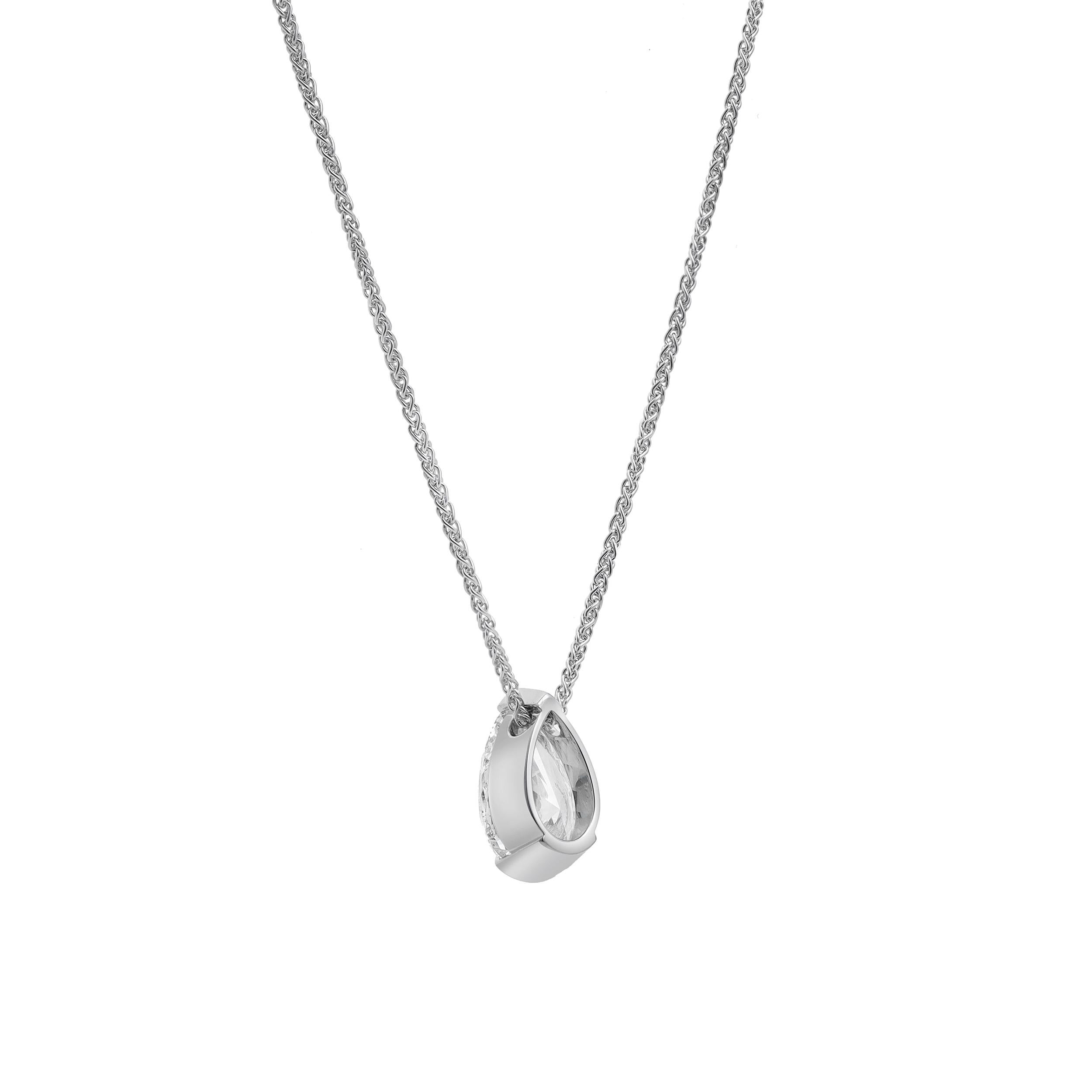 Roman Malakov GIA zertifiziert 2.00 Karat Birne Form Diamant Solitär Halskette (Zeitgenössisch) im Angebot
