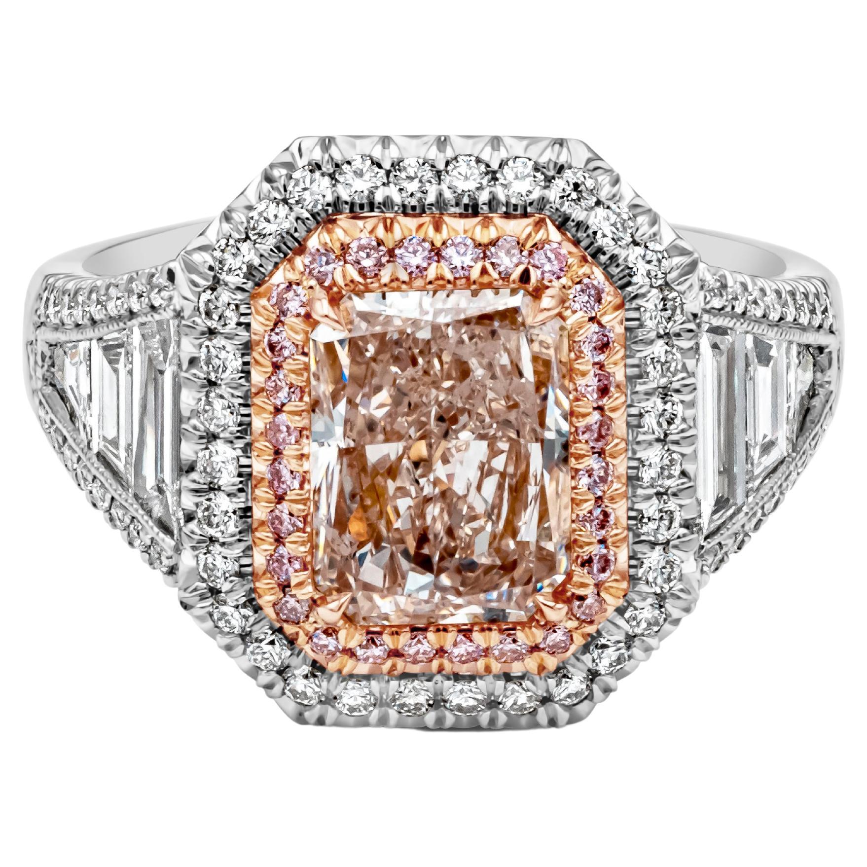 Roman Malakov, GIA Certified 2.01 Carat Radiant Cut Pink Diamond Ring For Sale